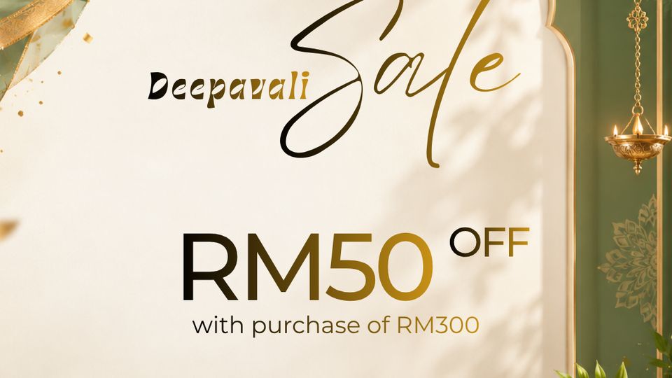 BebeButterfly Deepavali Sale poster: RM50 off with RM300 purchase, RM100 off with RM500 purchase