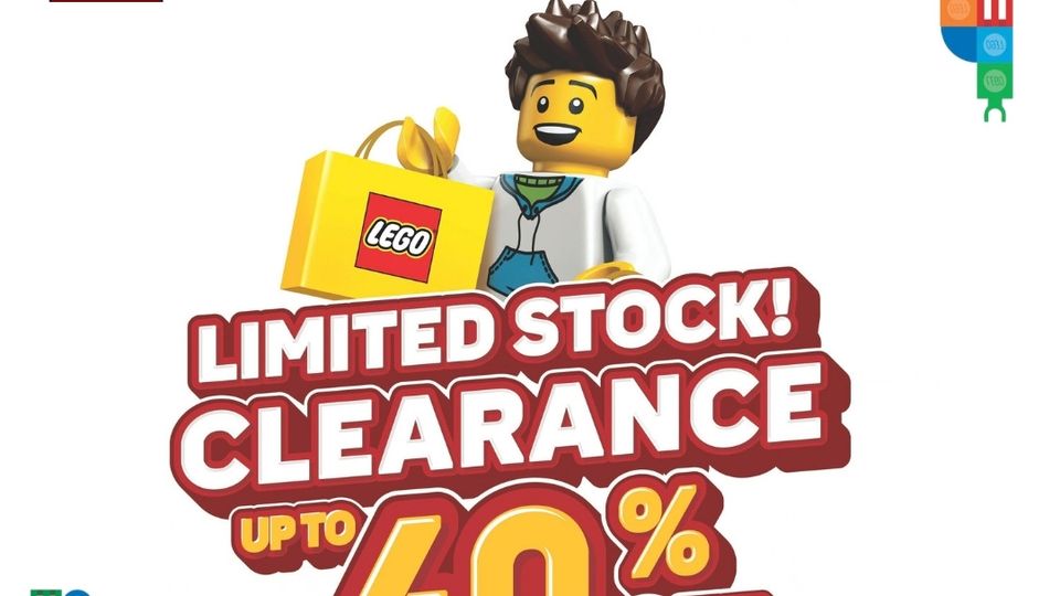 LEGO clearance promotional banner featured on Gurney Paragon Mall's LEGO promotion page