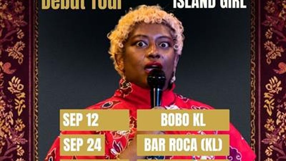Promotional image for NUHA – Island Girl debut tour stand-up show in Penang