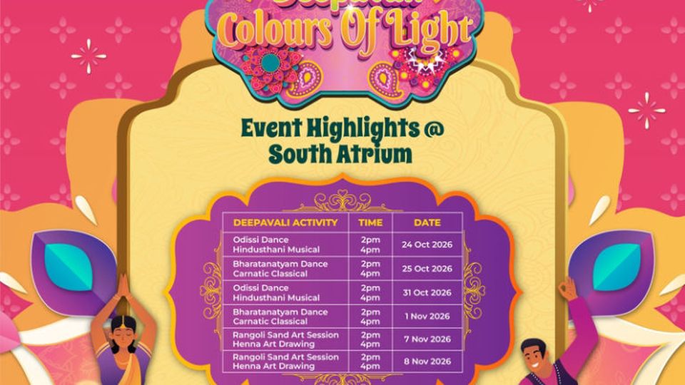 Sunway Carnival Mall Deepavali Colours of Light 2026 event highlights schedule poster