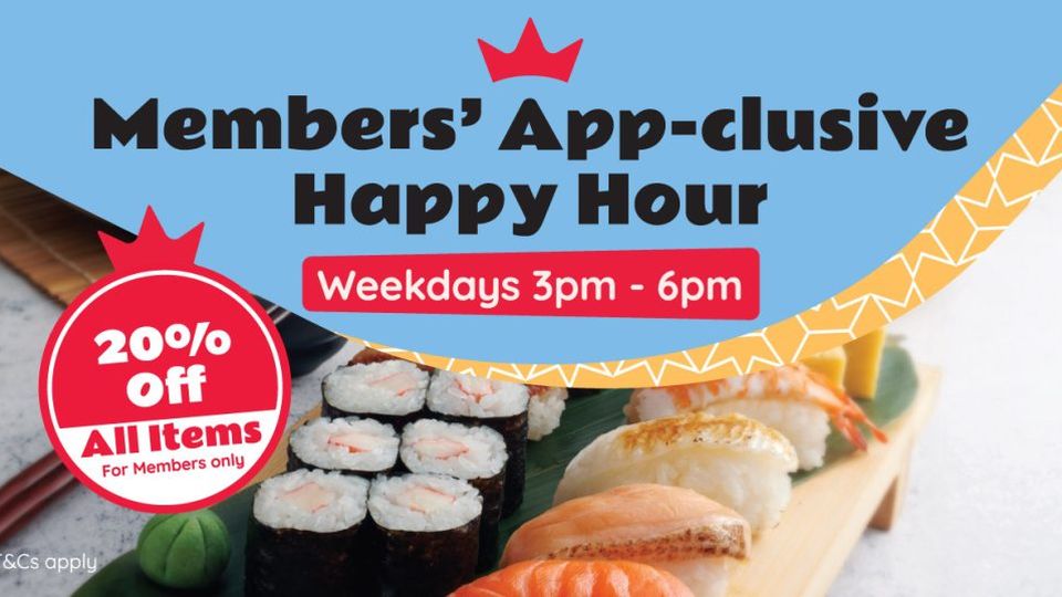 Sushi King Happy Hour promotional banner